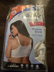 Playtex 18 Hour Posture Boost Front Close Wire Free Bra e525 White Size 46DD New
