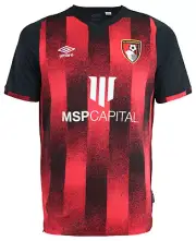 Umbro Men's A.F.C. Bournemouth Soccer Club 20/21 Home Jersey, Red/Black