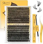 QUEWEL DIY Lash Extension Kit, 320Pcs 60D+80D Lash Clusters 12-18mm Eyelash Clusters Kit with Lashes Bond and Seal and Eyelash Tweezers to Easy DIY at Home(60+80D Kit)