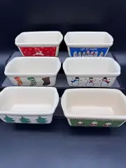 Christmas Mini Loaf Baking Pan Set Stoneware LTD Commodities Lot of 6