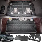 xipoqix Cargo Mat Compatible with 2022 2023 2024 2025 Kia Carnival (Non-Hybrid Only) Trunk Mat TPE Rear Trunk Cargo Liner Replacement for 2022-2025 Kia Carnival Accessories (Cargo Mat+Backrest Mat)