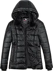 [RUANSZZ] Women's Winter Down Puffer Jacket, Warm Hooded Puffer Coat for Women with Faux-Fur Pile Collar