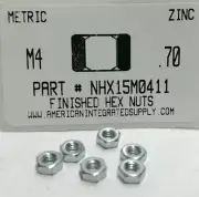 M4-.70 HEX NUTS CLASS 8 STEEL ZINC PLATED (100)