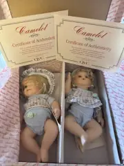 In Box Camelot Porcelain Dolls, Twins. Certificate Of Authenticity Provided