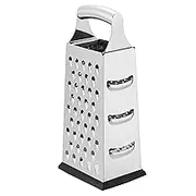 Amazon Basics Cheese Grater, Stainless Steel, 4-Sided Box Grater with Non-Slip Base, Dishwasher-Safe, Rectangular,22.8 cm, Black (Previously AmazonCommercial Brand)