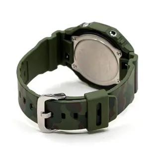 【CASIO 卡西歐】G-SHOCK 迷彩八角錶殼耐衝擊運動雙顯腕錶/綠迷彩(GAE-2100WE-3A)