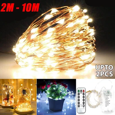 Battery Powered Copper Wire LED String Fairy Lights Xmas Wedding Party Decor