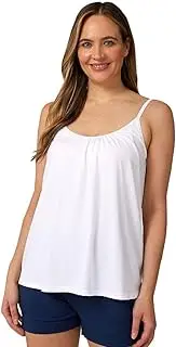 [32 Degrees] Cool Womens Shirred Flowly Relaxed Lounge Built-in Cups Shelf Bra Tank Cami