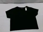 H702 AERIE OFFLINE Sidewalk Seamless Cropped Tee Black Womens Size Large