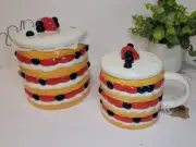 NEW Strawberry Shortcake Red White Blue Cookie Jar & Mug W/ Lid Set Of 2