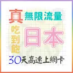 【AOTEX】30天日本上網卡真無限高速流量吃到飽(手機卡SIM卡網路卡預付卡)