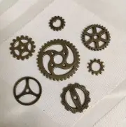 Gears Charms 20 Pieces Brass Tone Steampunk Various Sizes Crafting Findings
