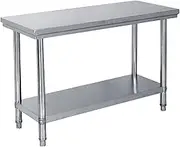 Kitchen Bench Stainless Steel Table Food Preparation Work Tables，Heavy Duty Commercial 2 Tier Shelf Food Prep Table Workbench for Home Kitchen(100 * 50cm/39.4 * 19.6")