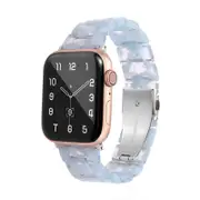 Catzon Apple Watch Resin Transparent Fashion Strap for iWatch SE 7 6 5 4 3 2 1-Light Blue