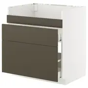 METOD / MAXIMERA base cb f HAVSEN snk/3 frnts/2 drws, white/Havstorp brown-beige, 80x60x80 cm