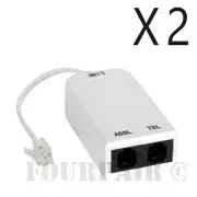 2 Pack - ADSL ADSL2+ DSL Modem Telephone Phone Fax In-Line Splitter Filter RJ11