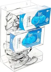 SEANADO Safety Glasses Dispenser Glove Box -2 in 1 Dustproof Acrylic Bin Holder for Protective Eyewear Goggles Used in Industrial, Factory and Lab Settings, Wall Mount or Countertop