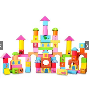 粉紅豬小妹配對圖型實木桶裝積木組 - 100 pcs/聖誕禮物/交換禮物/玩具
