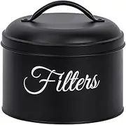 Peakloong Coffee Filter Holder, Basket Coffee Filter Storage with Lid, Round Coffee Filter Container for Counter,Black