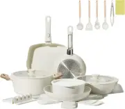 23PCS Ceramic Nonstick Cookware Set, Nonstick Detachable Handle Ceramic Cookware