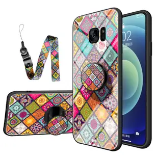 花紋 三星 Galaxy S7 Edge 手機殼 保護殼 防摔 s7 手機套 彩繪鋼化玻璃背蓋 矽膠軟邊 保護套 外殼