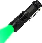 MODOAO Green Light LED Torch 1 Pack Zoomable Waterproof 3 Light Modes Adjustable Focus Light for Camping, Hunting, Hiking, Night Vision, Night Fishing, Astronomy and Emergency (Black Shell)