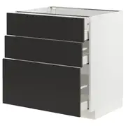 METOD / MAXIMERA base cabinet with 3 drawers, white/Nickebo matt anthracite, 80x60x80 cm
