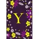 Y: Pretty Initial Alphabet Monogram Letter Y Ruled Notebook. Cute Floral Design - Personalized Medium Lined Writing Pad,