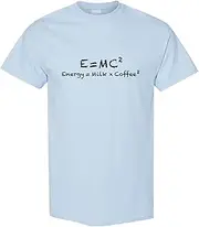 [PriceDumb] E=mc2 Energy Milk Coffee Funny Einstein T-Shirt Light Blue tee top Men S - 3XL
