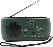 Compact Multi-Band Dynamo Solar Powered Weather Radio, Hand Crank Radio, Portable Radio, Crank Radio, for Home Camping Earthquake Emergency,Green (Color : Green)