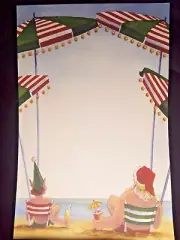 SANTA ELF BEACH CHRISTMAS HOLIDAY CARD Umbrella Drink 20 & Envelope GLAD TIDINGS