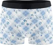 [FRODOTGV] Cornflower Blue Plaid Mens Boxer Brief Shorts Athletic Underwear for Men Compression Boxer Para Hombre