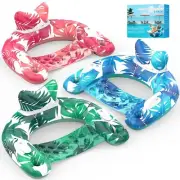 Pool Floats, 3 Pack Inflatable Pool Float Chairs with Cupholders & Handles, P...