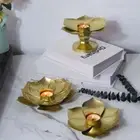 Rust-proof Gold Candlestick Stand Exquisite Desktop Candle Cup Festive Decor