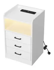 [Levede] Nightstand USB Charger LED Bedside Table in White