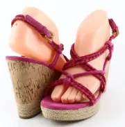 $520 PRADA Violet Purple Designer Platform Cork Wedge Open Toe Sandals 9 EUR 39