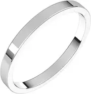 [JewelryWeb] 14k White Gold 2mm Flat Band Ring Size 10-Band Style-Ring for Women and Men