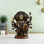 [Collectible India] 11" Five Face Hanuman Idol Hindu God Figurine Brass Sculpture Panchmukhi Hanuman Statue Decor Gifts