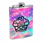 Galaxy Cupcake Em1 Flask 8oz Stainless Steel Hip Drinking Whiskey