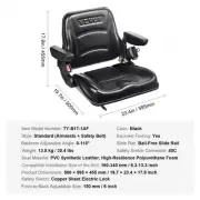 Adjustable For Tractor Loader Seat with Armrests Micro Switch and Seatbelt