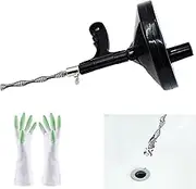 23 Ft Drainage Auger, Water Pipe Dredge Auger with Cleaning Gloves, Heavy Duty Pipe Snake Bathtub Drain for Bathtub/Toilet Floor Drain/Kitchen