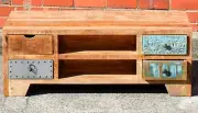 Vintage Reclaimed Timber Multi Drawer Storage Coffee Table