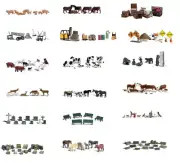 Hand-painted N scale animals & accessories sets Woodland Scenics
