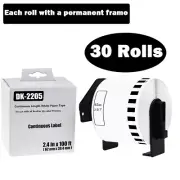 30ROLLS 62mmx30.48m Shipping Label 2-3/7"x100' Compatible Brother QL570 DK-2205