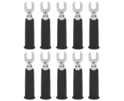 10Pcs/Set Banana Plug Adapter Insulated Fork Spade Wire Connectors U Type Electrical Crimp Terminals For Multimeterblack