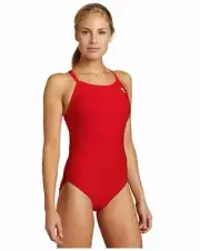 TYR Sport Women's Solid Diamondback Swim Suit,Red,30