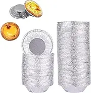 50Pcs 3.5 Inch Round Ramekins Muffin Cups Tin Foil Cupcake Pans Disposable Aluminum, Oven Safe