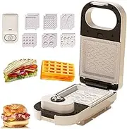 6-in-1 Electric Breakfast Maker & Sandwich Toaster with 6 Plates, Non-Stick Waffle Maker - Cut-Seal Function, Easy Clean for Desserts, Family Quick Meals