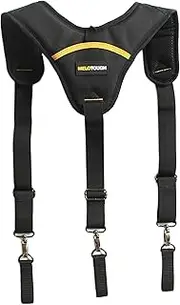 [MELOTOUGH] Melo Tough Gel Construction Work Suspender Tool Belt Suspenders with Gel shoulder pad Detachable Phone Holder, Black, Large