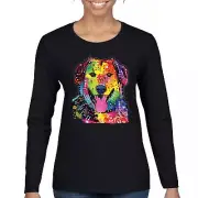 Dean Russo Cute Neon Dog Women's Long Sleeve T-shirt Adopt A Pet Colorful Pet